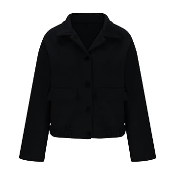Amazon.com: Women Notched Lapel Wool Cropped Jacket Solid